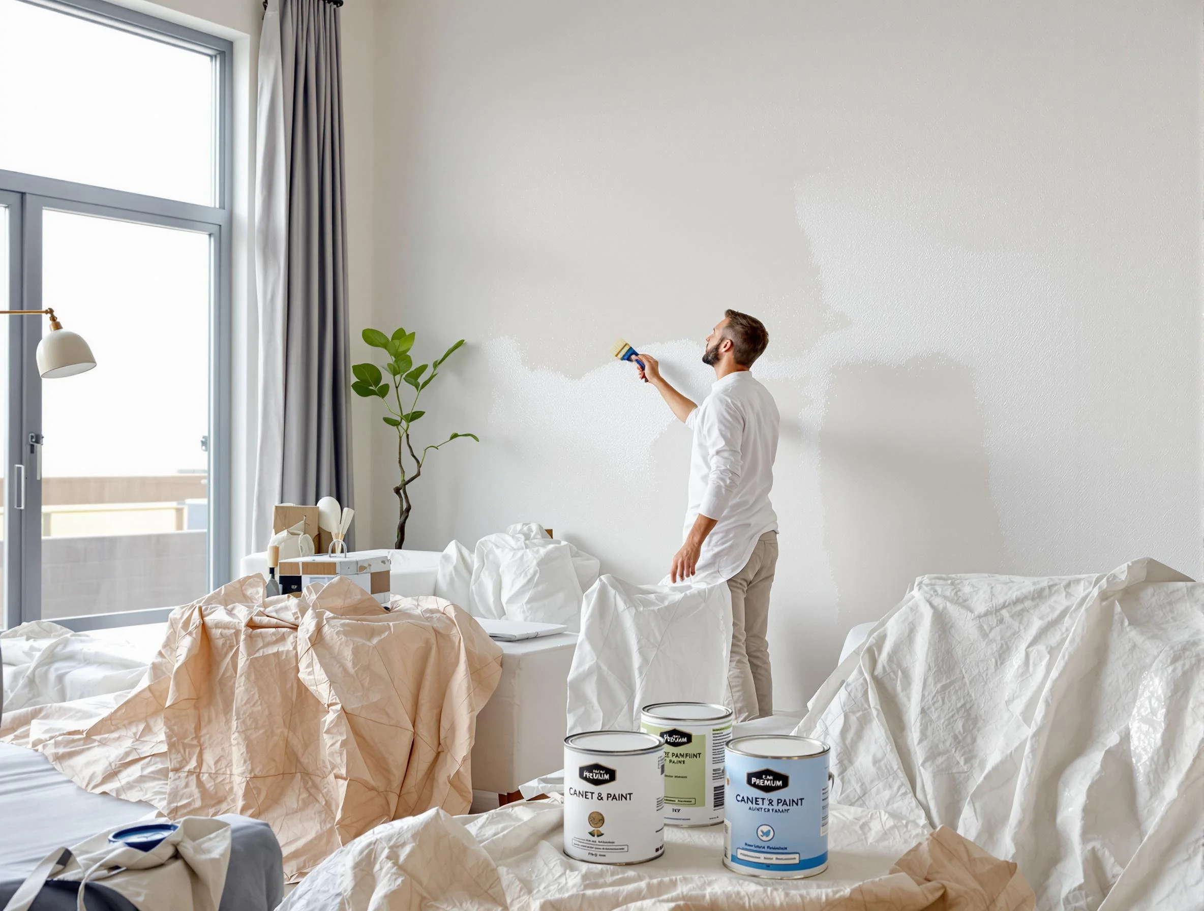 Youngtown House Painters team carefully painting an interior wall in Youngtown, AZ