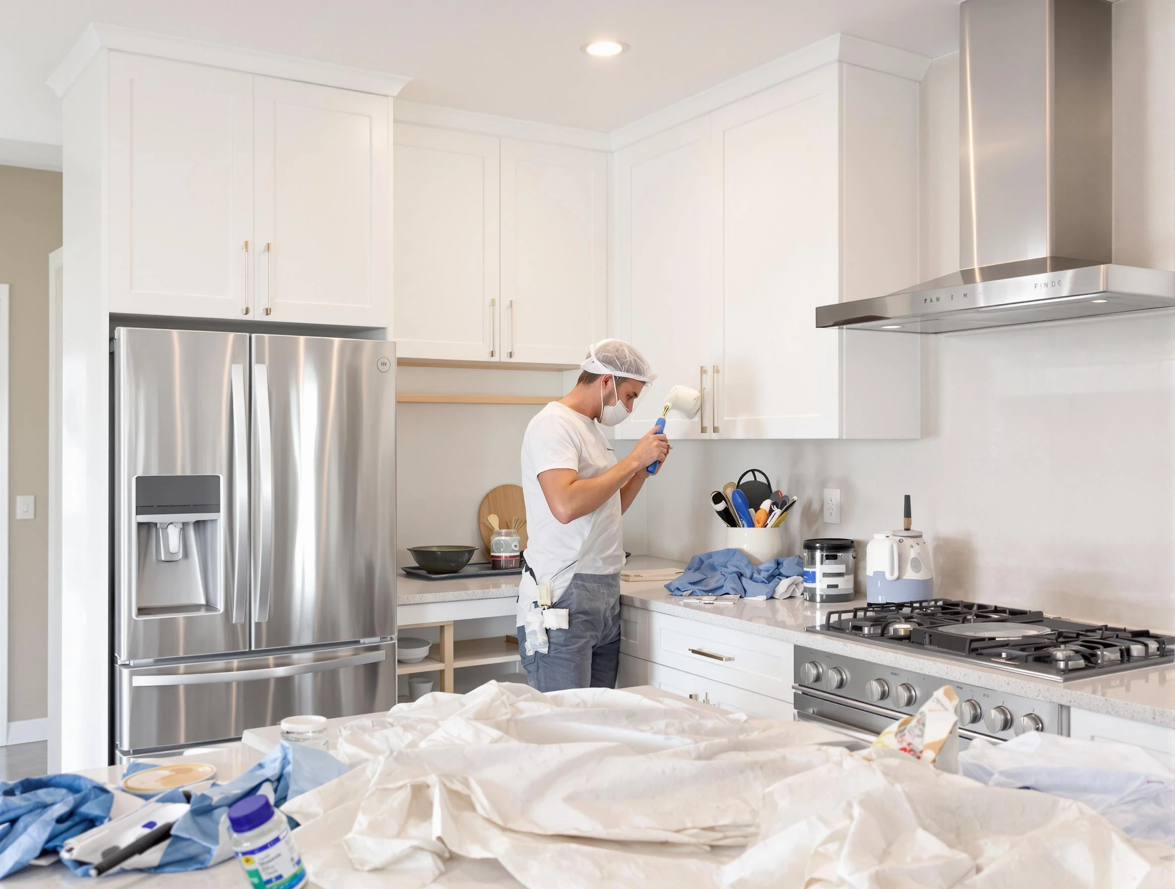 Youngtown House Painters painter applying a fresh coat in a kitchen located in Youngtown, AZ
