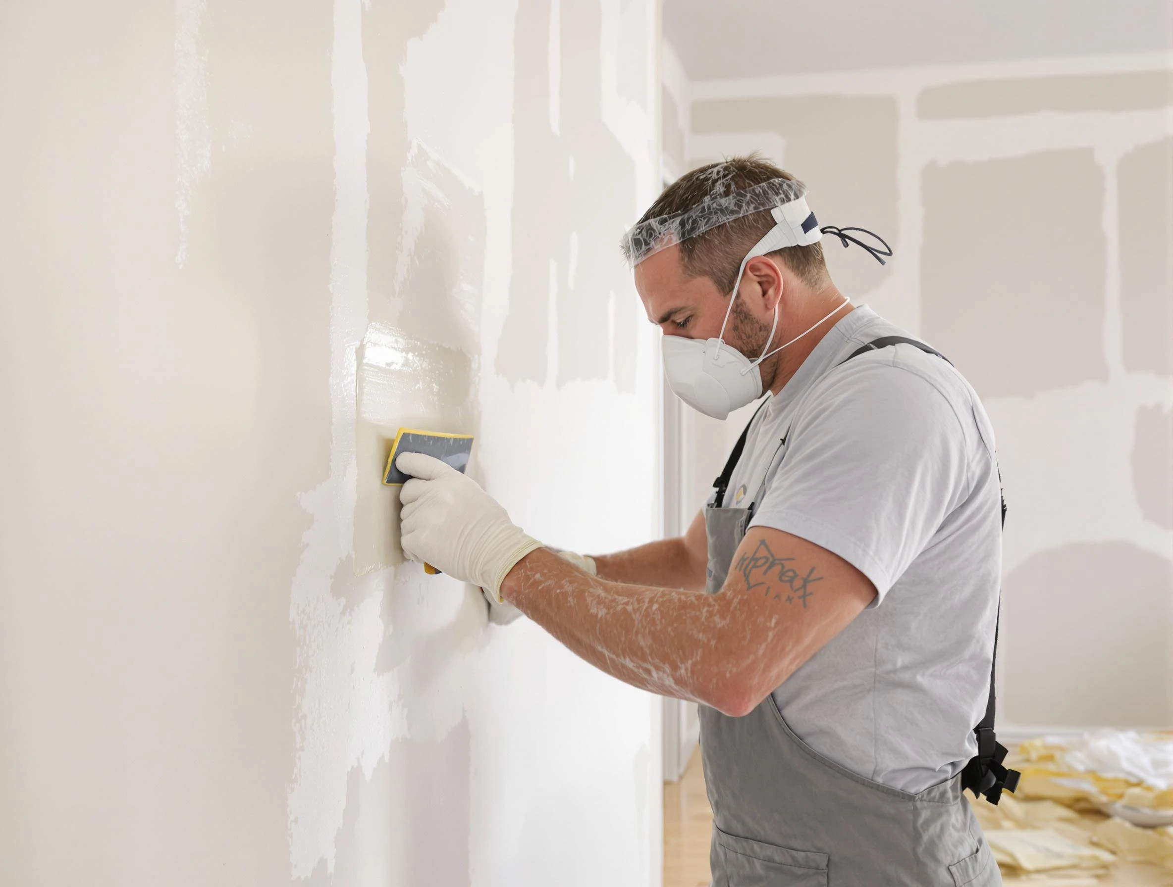 Youngtown House Painters technician applying mud to drywall seams in Youngtown, AZ