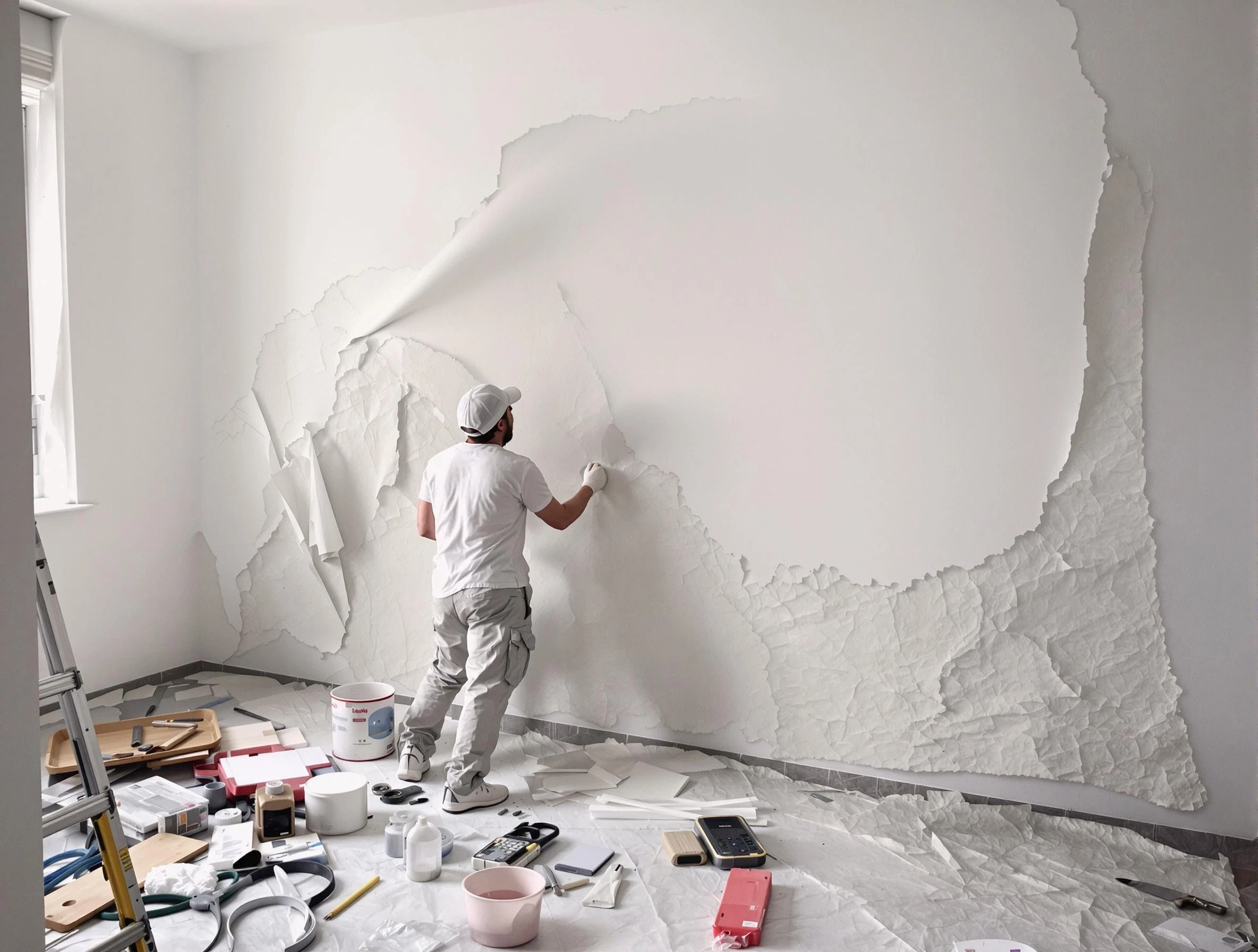 Removing old wallpaper to reveal clean walls by Youngtown House Painters in Youngtown